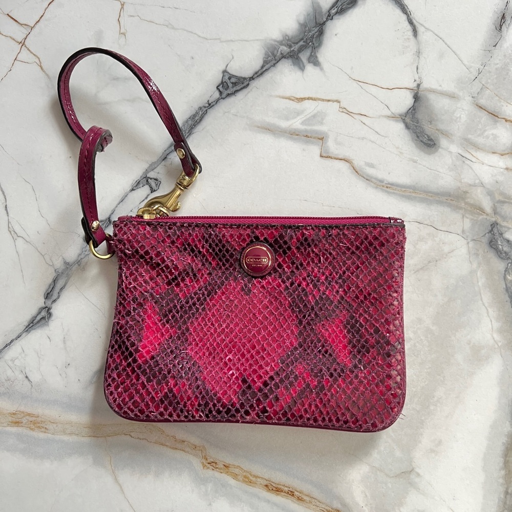 Coach Magenta Python Wristlet